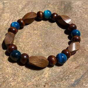 Wanderer and Gatherer - Blue Tiger’s Eye and Wooden bead Bracelet